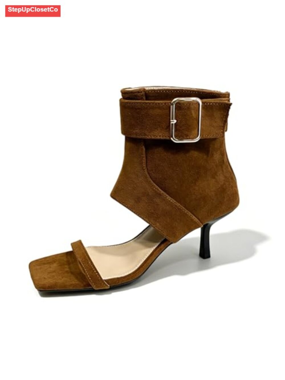 Suede Gladiator Stiletto Sandals Square Toe Zipper Ankle Boot Heels Wedding